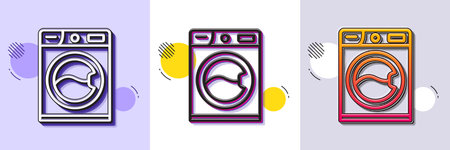 Washing machine line icon. Halftone dotted pattern. Gradient icon with grain shadow. Cleaning...