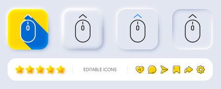 Swipe up mouse line icon. Neumorphic, Flat shadow, 3d buttons. Scrolling arrow sign. Landing page scroll symbol. Line swipe up icon. Social media icons. Vectorのイラスト素材