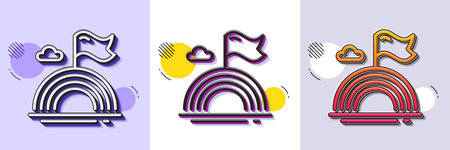 Lgbt line icon. Halftone dotted pattern. Gradient icon with grain shadow. Pride flag with rainbow...