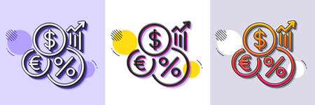 Inflation line icon. Halftone dotted pattern. Gradient icon with grain shadow. Money tax rate sign. Financial interest symbol. Line inflation icon. Various designs. Vectorのイラスト素材