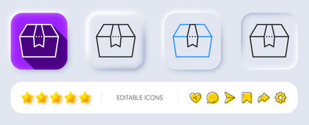 Package box line icon. Neumorphic, Flat shadow, 3d buttons. Delivery parcel sign. Cargo goods symbol. Line package box icon. Social media icons. Vectorのイラスト素材