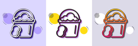 Cleaning bucket with sponge line icon. Halftone dotted pattern. Gradient icon with grain shadow. Washing Housekeeping equipment sign. Line sponge icon. Various designs. Vectorのイラスト素材