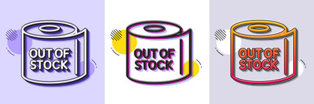 Toilet paper tissue roll line icon. Halftone dotted pattern. Gradient icon with grain shadow. Out of stock sign. Coronavirus shopping panic symbol. Line toilet paper icon. Various designs. Vectorのイラスト素材