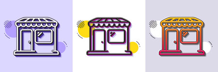 Market line icon. Halftone dotted pattern. Gradient icon with grain shadow. Wholesale store sign....