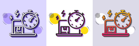 Delivery time line icon. Halftone dotted pattern. Gradient icon with grain shadow. Parcel shipment sign. Online express service symbol. Line delivery online icon. Various designs. Vectorのイラスト素材