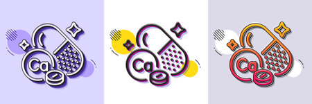 Calcium mineral line icon. Halftone dotted pattern. Gradient icon with grain shadow. Chemical element Ca sign. Capsule or pill symbol. Line calcium mineral icon. Various designs. Vectorのイラスト素材