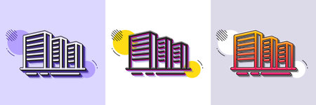 Buildings line icon. Halftone dotted pattern. Gradient icon with grain shadow. City architecture sign. Skyscraper building symbol. Line buildings icon. Various designs. Vectorのイラスト素材