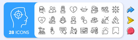 Broken heart, Cyber attack and Delivery man line icons. Interest rate, AI generate, Inflation icons....