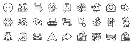 Ranking star, Stress and Waterproof line icons pack. Share, Message, Paper plane icons. Approved,...