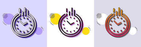 Time management line icon. Halftone dotted pattern. Gradient icon with grain shadow. Clock sign....