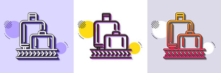 Airport baggage reclaim line icon. Halftone dotted pattern. Gradient icon with grain shadow....