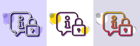 Lock line icon. Halftone dotted pattern. Gradient icon with grain shadow. Protected information...