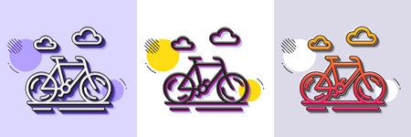 Bike line icon. Halftone dotted pattern. Gradient icon with grain shadow. City bicycle transport...