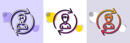 Human Resources line icon. Halftone dotted pattern. Gradient icon with grain shadow. User Profile...