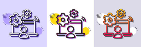 Online job line icon. Halftone dotted pattern. Gradient icon with grain shadow. Business employment...