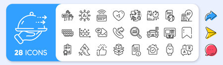 Smartwatch, Diesel station and Bid offer line icons. Interest rate, AI generate, Inflation icons. Pack of Atm, Manual, New mail icon. Ram, Translate, Data analysis pictogram. Vectorのイラスト素材