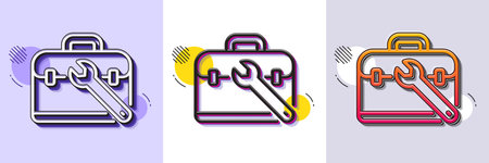 Spanner tool line icon. Halftone dotted pattern. Gradient icon with grain shadow. Repair tool case sign. Fix instruments symbol. Line tool case icon. Various designs. Vectorのイラスト素材