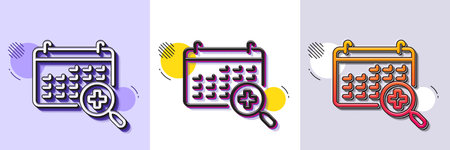 Medical calendar line icon. Halftone dotted pattern. Gradient icon with grain shadow. Doctor...