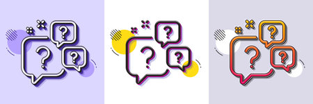 Question bubbles line icon. Halftone dotted pattern. Gradient icon with grain shadow. Ask help sign. Faq questionnaire symbol. Line question bubbles icon. Various designs. Vectorのイラスト素材