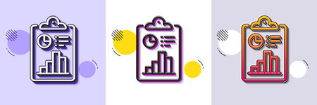 Report line icon. Halftone dotted pattern. Gradient icon with grain shadow. Accounting clipboard document sign. Budget info symbol. Line report icon. Various designs. Vectorのイラスト素材