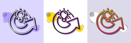 Share idea line icon. Halftone dotted pattern. Gradient icon with grain shadow. Light bulb or Lamp...