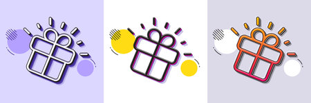 Gift line icon. Halftone dotted pattern. Gradient icon with grain shadow. Present box sign. Brand marketing symbol. Line gift icon. Various designs. Vectorのイラスト素材