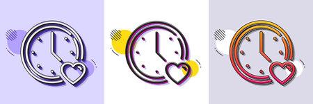 Dating line icon. Halftone dotted pattern. Gradient icon with grain shadow. Social network time...