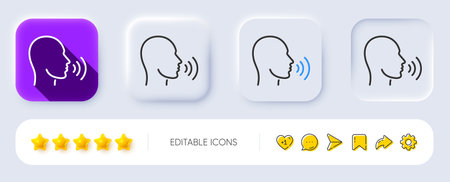 Human sing line icon. Neumorphic, Flat shadow, 3d buttons. Talk sign. Person speak symbol. Line human sing icon. Social media icons. Vectorのイラスト素材