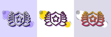 Award shield line icon. Halftone dotted pattern. Gradient icon with grain shadow. Laurel wreath symbol. Laureate sign. Line laureate icon. Various designs. Vectorのイラスト素材