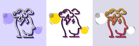 Stress line icon. Halftone dotted pattern. Gradient icon with grain shadow. Anxiety depression sign....