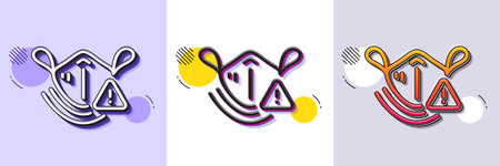 Medical mask line icon. Halftone dotted pattern. Gradient icon with grain shadow. Safety breathing respiratory mask sign. Coronavirus face protection symbol. Line medical mask icon. Vectorのイラスト素材