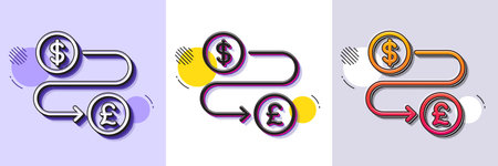 Money transfer line icon. Halftone dotted pattern. Gradient icon with grain shadow. Cash exchange...