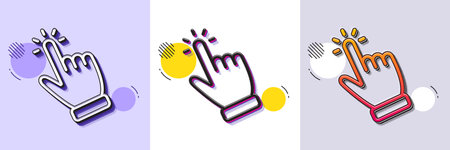 Hand cursor line icon. Halftone dotted pattern. Gradient icon with grain shadow. Click action sign. Finger pointer symbol. Line cursor icon. Various designs. Vectorのイラスト素材