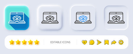 Online delivery line icon. Neumorphic, Flat shadow, 3d buttons. Parcel tracking sign. Logistics...