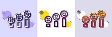 Customer satisfaction line icon. Halftone dotted pattern. Gradient icon with grain shadow. Positive feedback sign. Smile chart symbol. Line customer satisfaction icon. Various designs. Vectorのイラスト素材