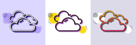 Cloudy weather line icon. Halftone dotted pattern. Gradient icon with grain shadow. Clouds sign. Sky symbol. Line cloudy weather icon. Various designs. Vectorのイラスト素材