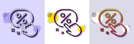 Discount button line icon. Halftone dotted pattern. Gradient icon with grain shadow. Sale offer sign. Promotion price symbol. Line discount button icon. Various designs. Vectorのイラスト素材