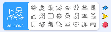 Capsule pill, Online statistics and Calendar line icons. Interest rate, AI generate, Inflation icons. Pack of Internet book, Doctor, Cloud computing icon. Vectorのイラスト素材