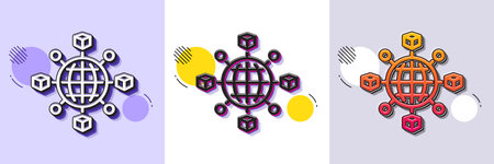 Logistics network line icon. Halftone dotted pattern. Gradient icon with grain shadow. Parcel tracking sign. Goods distribution symbol. Line logistics network icon. Various designs. Vectorのイラスト素材