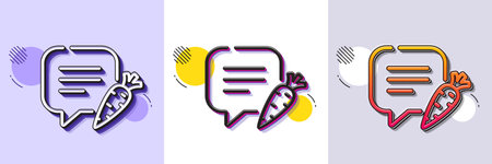 Chat bubble line icon. Halftone dotted pattern. Gradient icon with grain shadow. Diet speech dialogue box sign. Menu message symbol. Line chat bubble icon. Various designs. Vectorのイラスト素材
