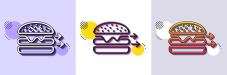 Food delivery line icon. Halftone dotted pattern. Gradient icon with grain shadow. Burger meal sign. Catering service symbol. Line food delivery icon. Various designs. Vectorのイラスト素材