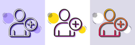 Add User line icon. Halftone dotted pattern. Gradient icon with grain shadow. Profile Avatar sign....