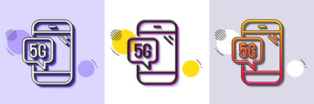 5g technology phone line icon. Halftone dotted pattern. Gradient icon with grain shadow. Wifi...