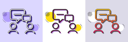 People chatting line icon. Halftone dotted pattern. Gradient icon with grain shadow. Business...
