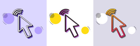 Mouse cursor line icon. Halftone dotted pattern. Gradient icon with grain shadow. Click action sign....
