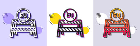 EU close borders line icon. Halftone dotted pattern. Gradient icon with grain shadow. Coronavirus...
