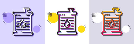 Barrel of oil line icon. Halftone dotted pattern. Gradient icon with grain shadow. Gasoline or diesel fuel sign. Petroleum power energy symbol. Line oil barrel icon. Various designs. Vectorのイラスト素材