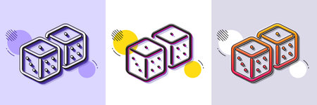 Dice line icon. Halftone dotted pattern. Gradient icon with grain shadow. Board game cube sign....