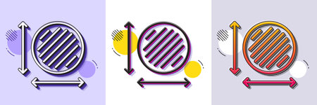 Circle area line icon. Halftone dotted pattern. Gradient icon with grain shadow. Territory dimension...