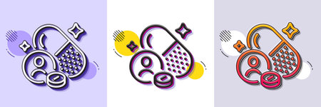 Vitamin line icon. Halftone dotted pattern. Gradient icon with grain shadow. Medicine pill sign. Medical capsule symbol. Line vitamin icon. Various designs. Vectorのイラスト素材